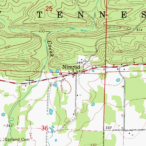 Topographic Map of Nimrod, AR