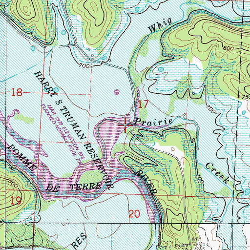 Topographic Map of Whig Creek, MO