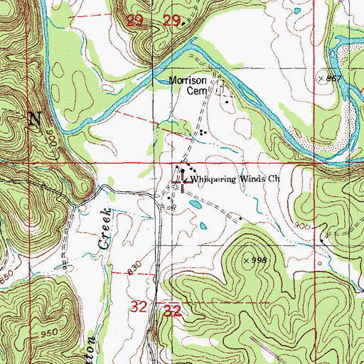 Topographic Map of Whispering Winds Church, MO