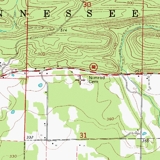 Topographic Map of Nimrod Cemetery, AR