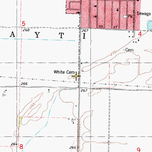 Topographic Map of White Cemetery, MO