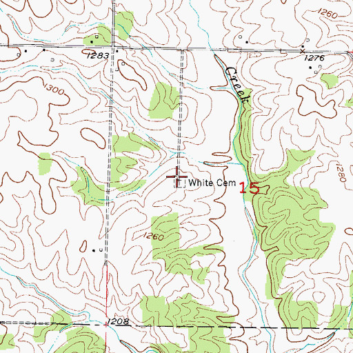 Topographic Map of White Cemetery, MO