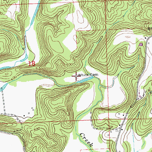 Topographic Map of White Cemetery, MO