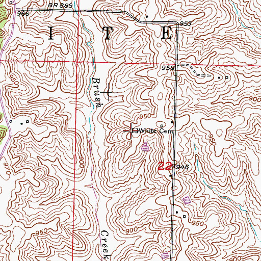 Topographic Map of White Cemetery, MO