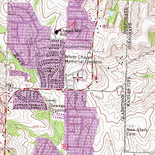 Topographic Map of White Chapel Cemetery, MO