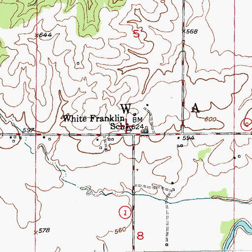 Topographic Map of White Franklin School, MO