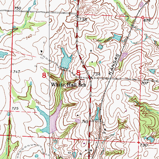 Topographic Map of White Hall School (historical), MO