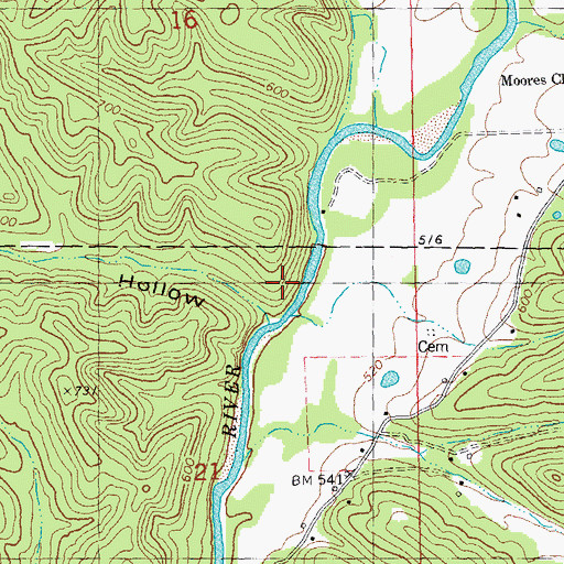 Topographic Map of White Hollow, MO