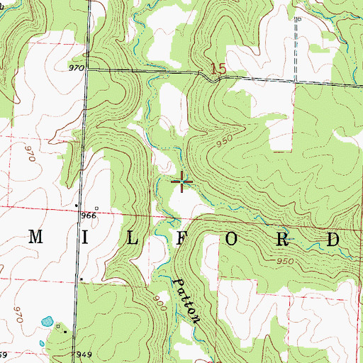 Topographic Map of White Oak Branch, MO