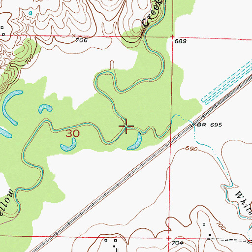 Topographic Map of White Oak Branch, MO