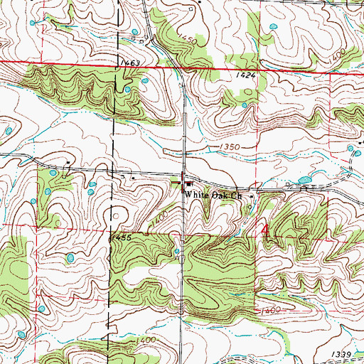 Topographic Map of White Oak Church, MO