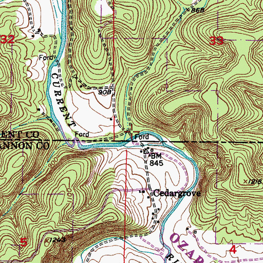 Topographic Map of White Oak Hollow, MO