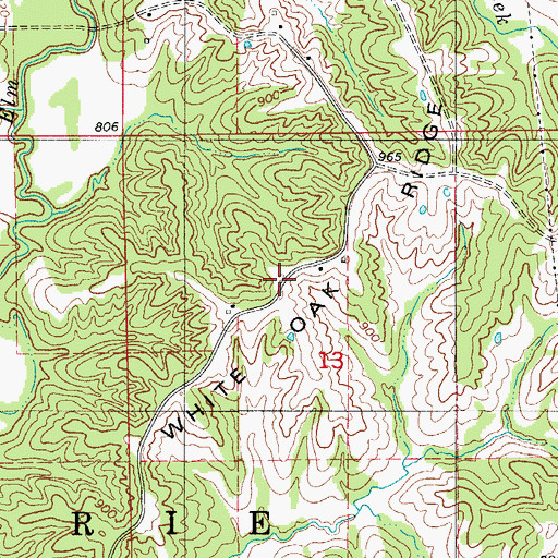 Topographic Map of White Oak Ridge, MO