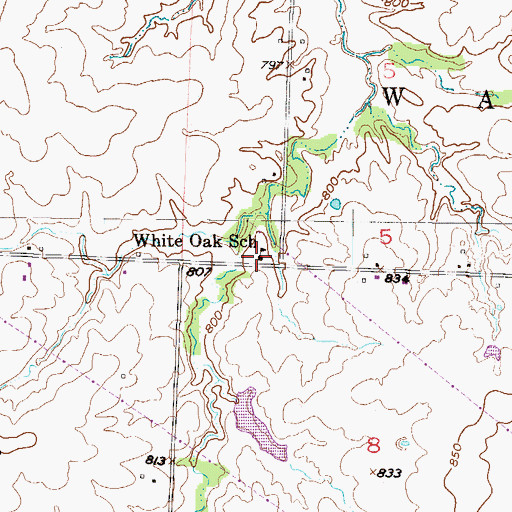 Topographic Map of White Oak School (historical), MO