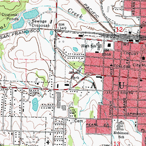 Topographic Map of White Park, MO
