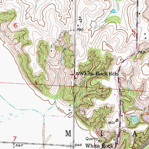 Topographic Map of White Rock School, MO