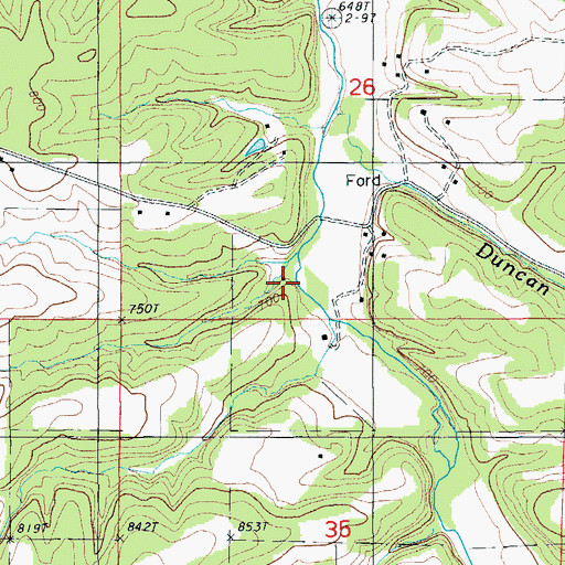 Topographic Map of White School, MO