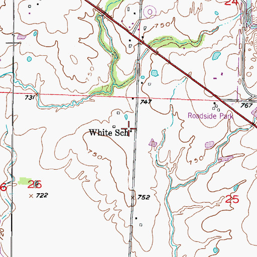 Topographic Map of White School (historical), MO