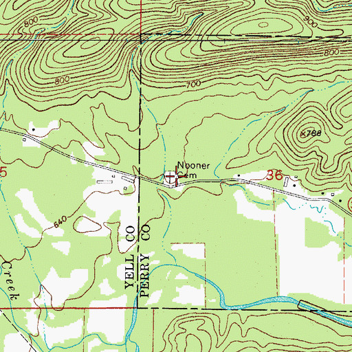 Topographic Map of Nooner Cemetery, AR