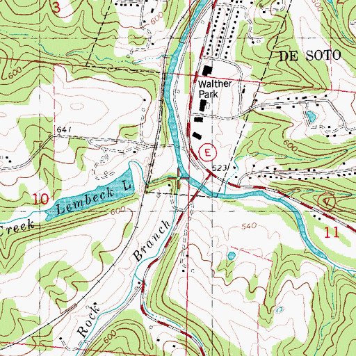 Topographic Map of Whitehead Creek, MO