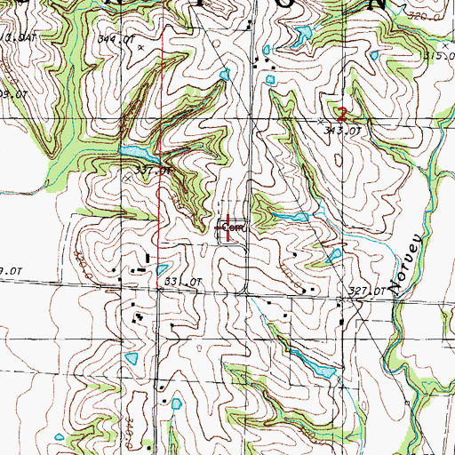 Topographic Map of White Oak Cemetery, MO