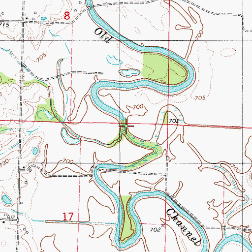 Topographic Map of White Oak Creek, MO