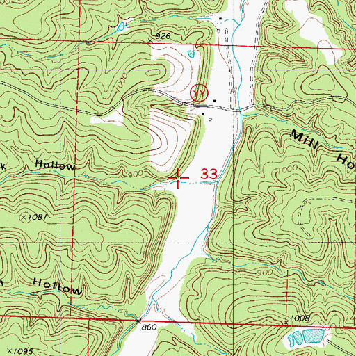 Topographic Map of Whiteoak Hollow, MO