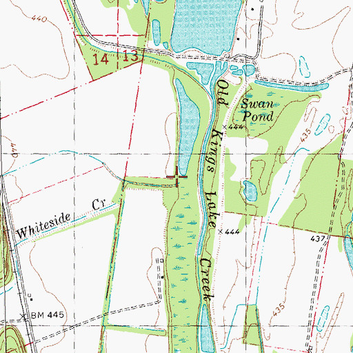 Topographic Map of Whiteside Creek, MO