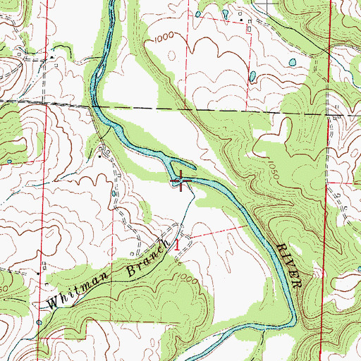 Topographic Map of Whitman Branch, MO