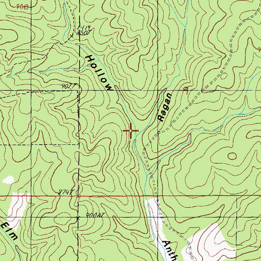 Topographic Map of Whitooak Hollow, MO