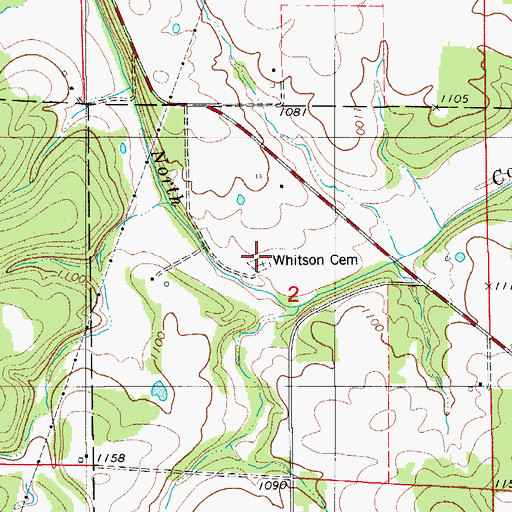 Topographic Map of Whitson Cemetery, MO