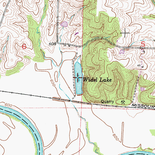 Topographic Map of Widel Lake, MO