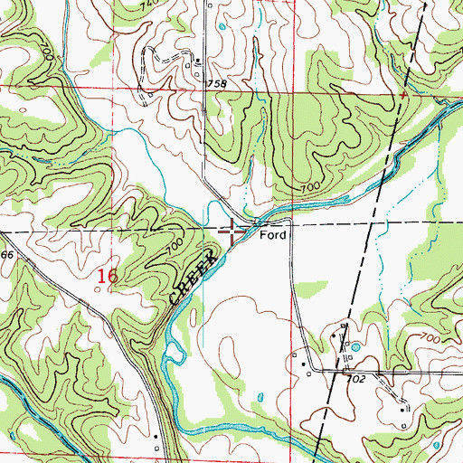 Topographic Map of Wieneke Branch, MO