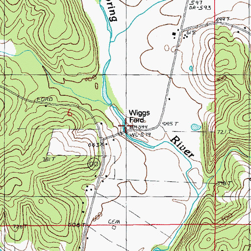 Topographic Map of Wiggs Ford, MO