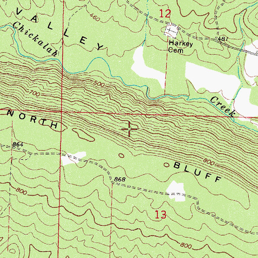 Topographic Map of North Bluff, AR
