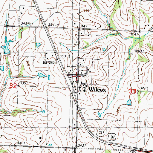Topographic Map of Wilcox, MO