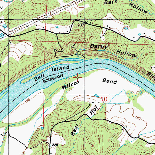 Topographic Map of Wilcox Bend, MO