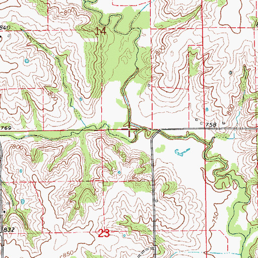 Topographic Map of Wildcat Creek, MO