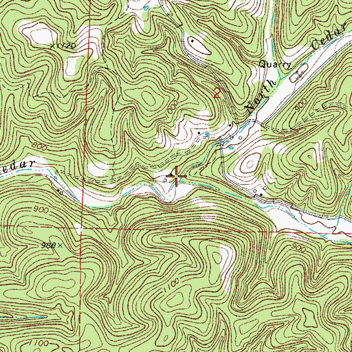 Topographic Map of North Cedar Creek, AR