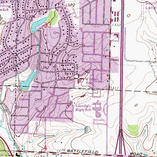 Topographic Map of Wilder School, MO