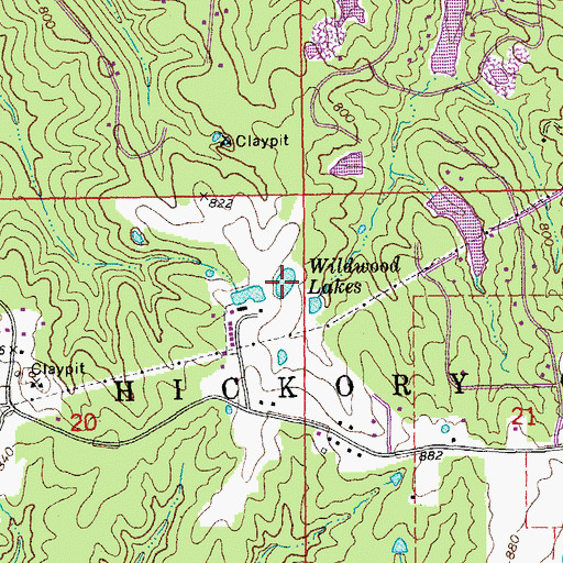 Topographic Map of Wildwood Lakes, MO