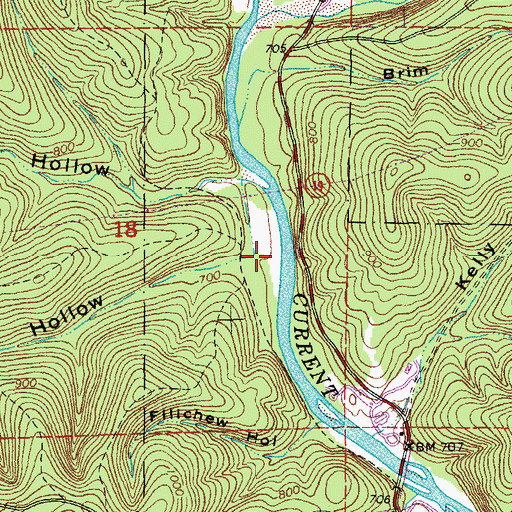 Topographic Map of Wilhite Hollow, MO