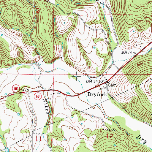 Topographic Map of North Fork Dry Fork, AR