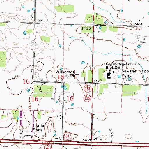 Topographic Map of Wilkerson Cemetery, MO