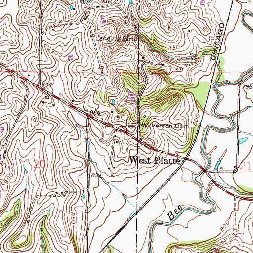 Topographic Map of Wilkerson Cemetery, MO