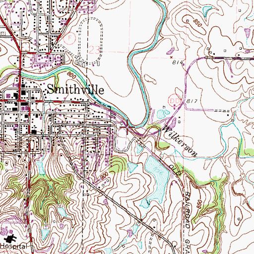 Topographic Map of Wilkerson Creek, MO