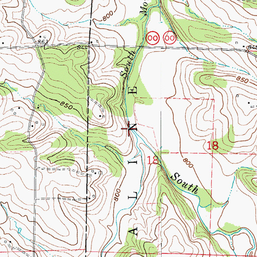 Topographic Map of Wilkes Creek, MO
