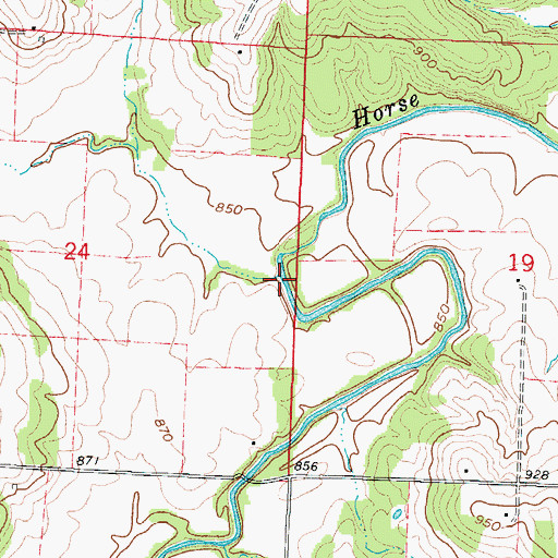 Topographic Map of Wilkey Creek, MO
