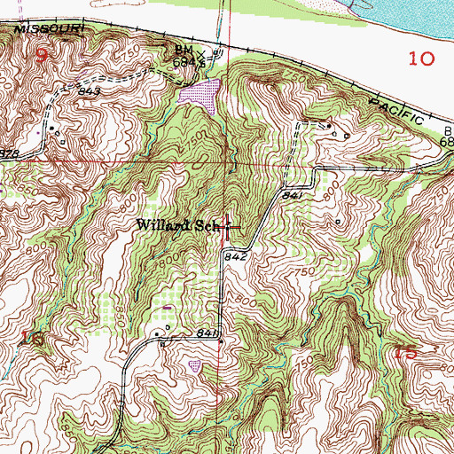 Topographic Map of Willard School (historical), MO
