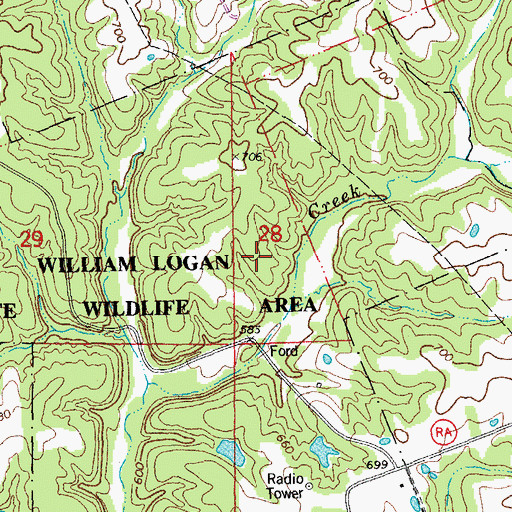 Topographic Map of William Logan State Wildlife Area, MO